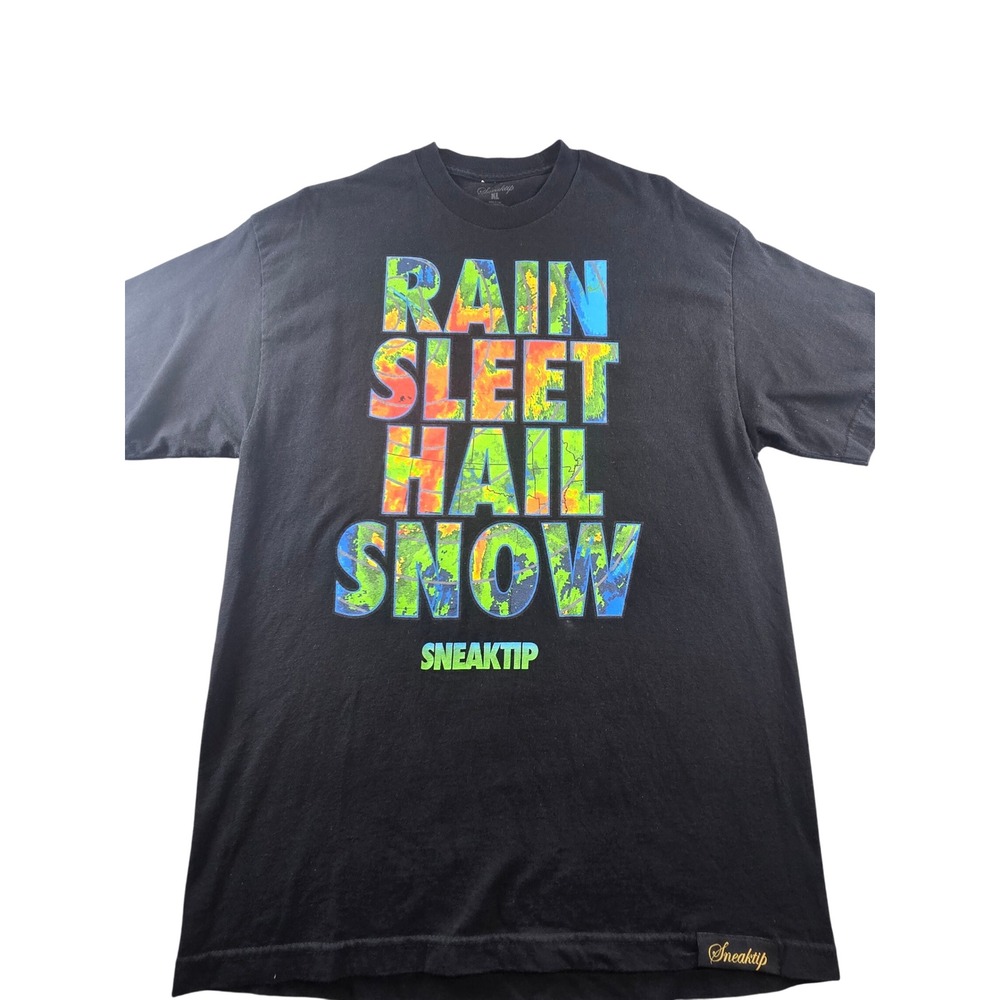 Sneaktip Rain Sleet Hail Snow Graphic T-Shirt Mens XL Black Streetwear Tee